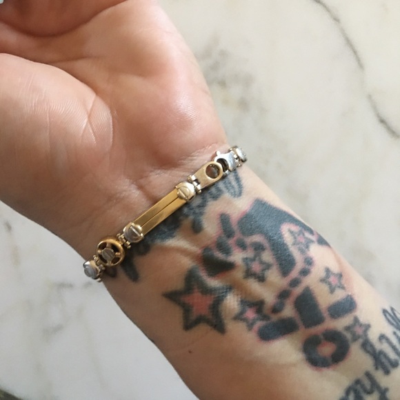 Vintage Fashion bracelet, 14k white & yellow gold - Picture 3 of 13